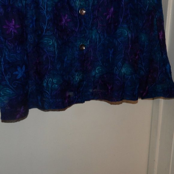 Chicos Design 100% Silk Embroidered Sheer Top / Jacket Sz 3 - Picture 4 of 7